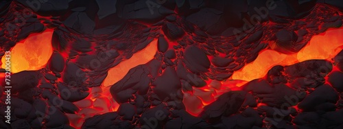 Abstract background of extinct lava with red and yellow gaps. banner, wallpaper photo
