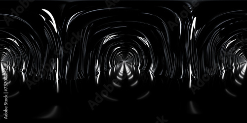 Fototapeta Naklejka Na Ścianę i Meble -  View of a dark Tunnel with reflections 360 panorama vr environment map