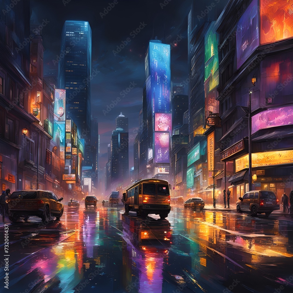 Nighttime cityscape splash art 