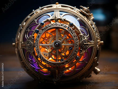 clockwork mechanism spherical 3d rendering from a mechanical watch