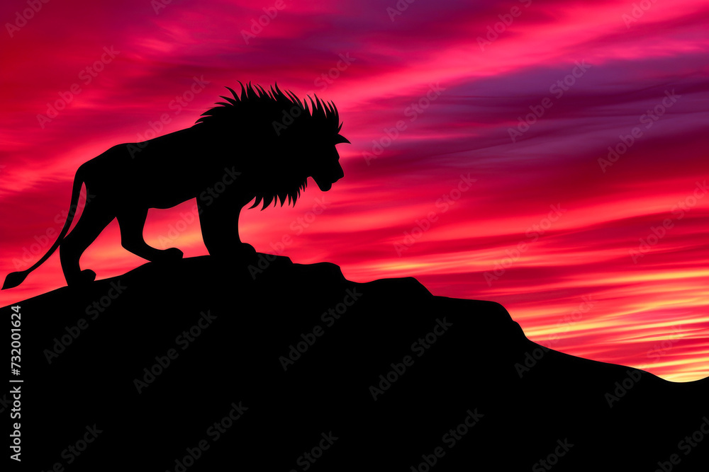Sunset Sovereign: Lion's Dramatic Pose