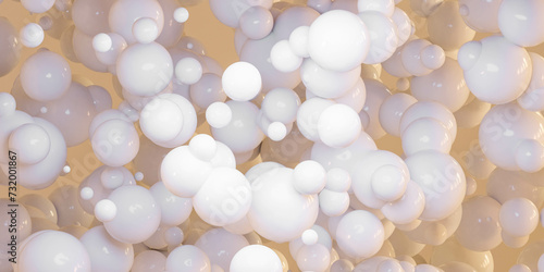 A Bunch of White Balloons Floating in the Air 3d render illustration