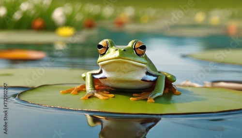 Macro Shot of a Frog Doing Yoga Moves on a Lilly Pad