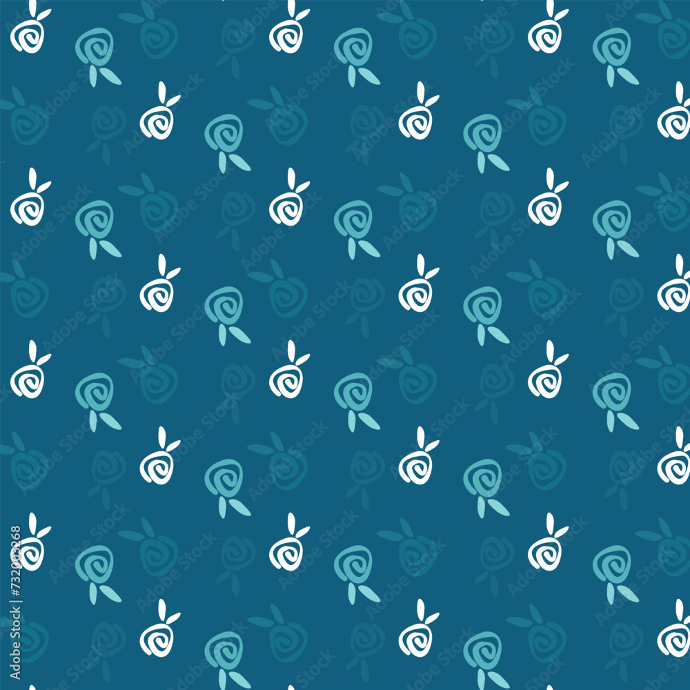 Web  Seamless vector pattern of abstract shapes. Turquoise and white seamless pattern with flowers.