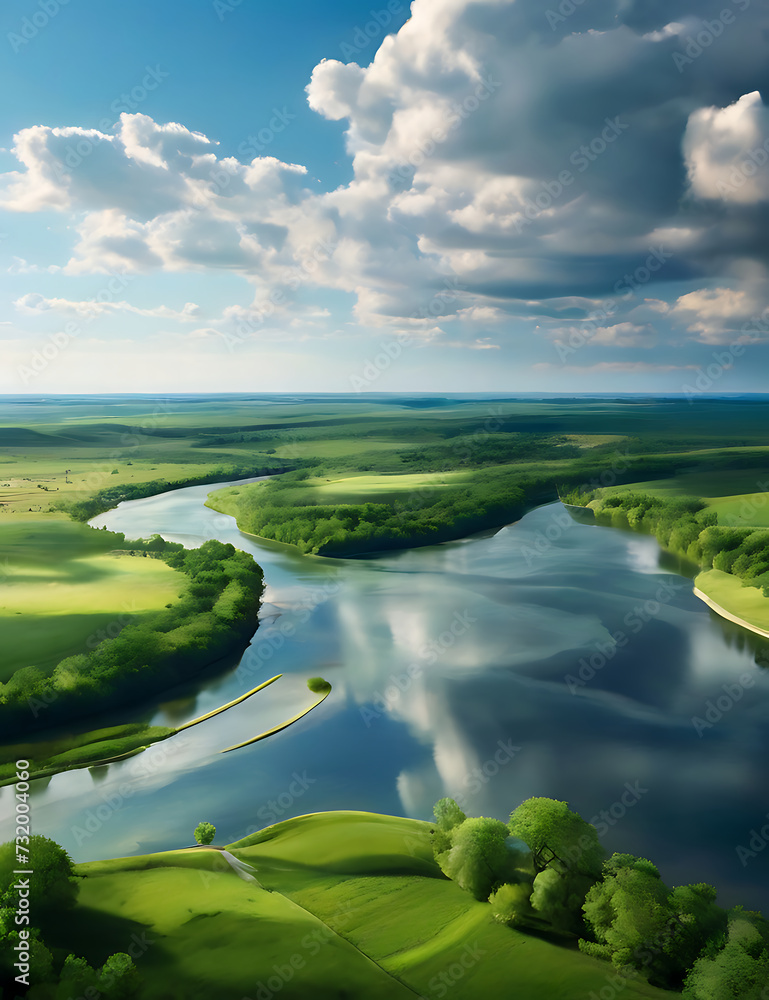 landscape with lake and blue sky landscape with lake and blue sky