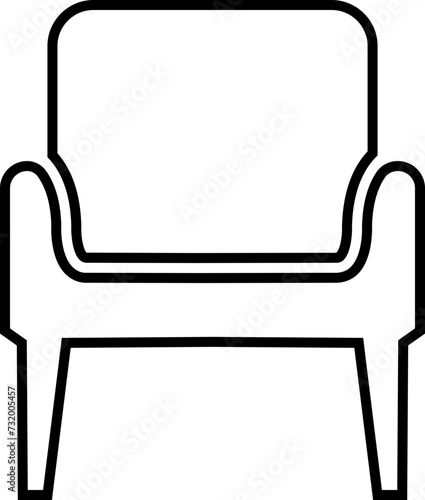 Chair and seating black line icon. Office chair, armchair and sofa outline vector isolated on transparent background. Luxury furniture linear sign and element symbol. Classical and modern trendy style