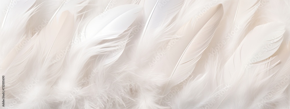 Closeup, white and feathers background for peace, religion and hope. feather for creative banner. Soft touch. Products from feathers Closeup, white and feathers background for peace, religion and hope. feather for creative banner. Soft touch. Products from feathers