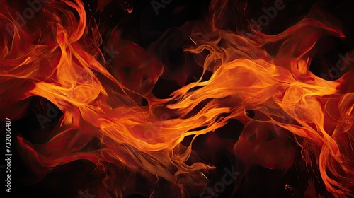 Fire flames on black background. burning fire on a dark background