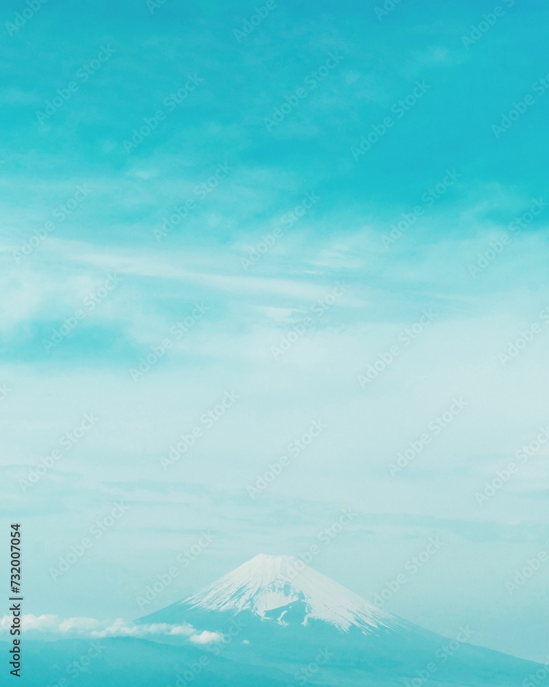 Scenic view of Mount Fuji in Japan against a clear blue sky