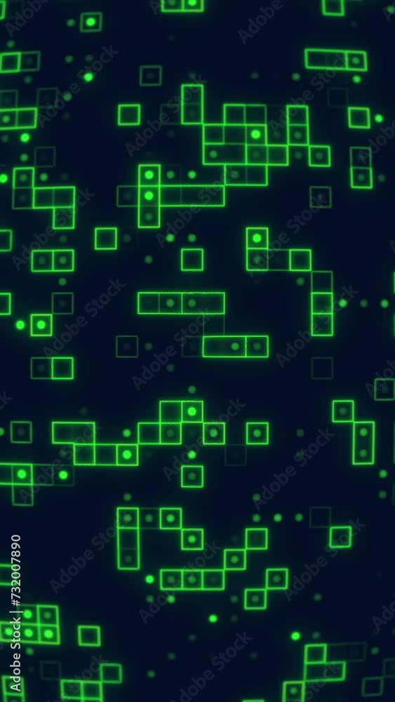 Abstract data and technology background. Digital animated dot and cube. Random changing colors and flickering dots. Abstract green color digital technology background Abstract data and technology background. Digital animated dot and cube. Random changing colors and flickering dots. Abstract green color digital technology background