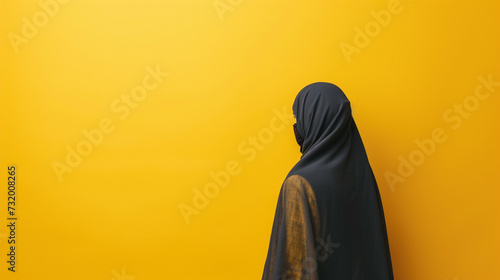 Knowledge Seeker: Student in Islamic Thobe, Isolated Against Solid Background with Copy Space photo