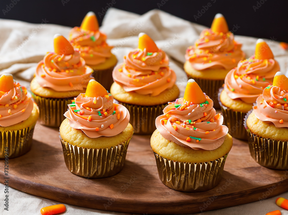 Cupcakes with candy corn colors