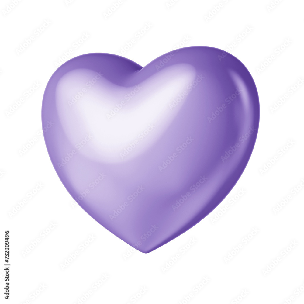 3D Lilac Metallic Heart