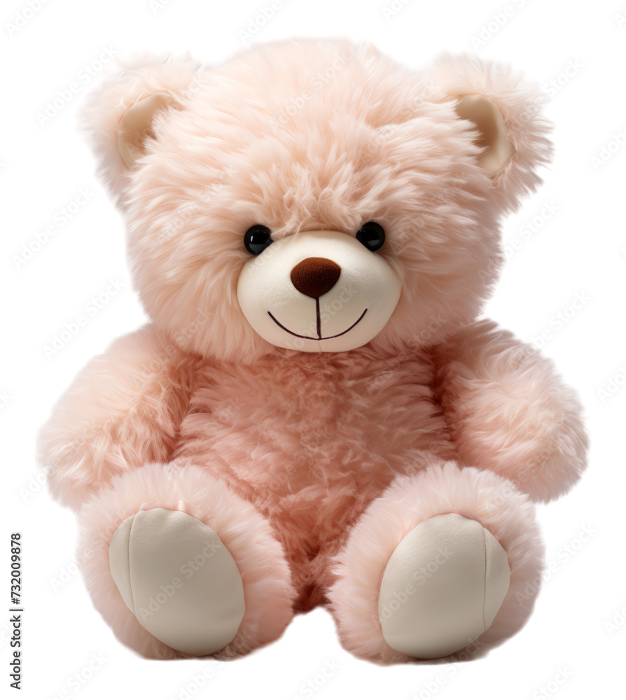 Obraz premium Adorable cute pink teddy bear, cutout design isolated on transparent background, generative ai