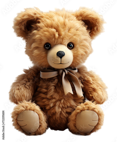 Adorable cute brown teddy bear, cutout design isolated on transparent background, generative ai