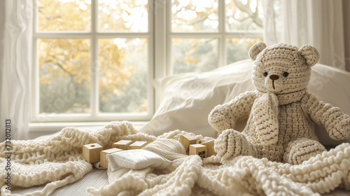 Cozy and vintage scene with a teddy bear, invoking feelings of comfort, nostalgia, and childhood memories