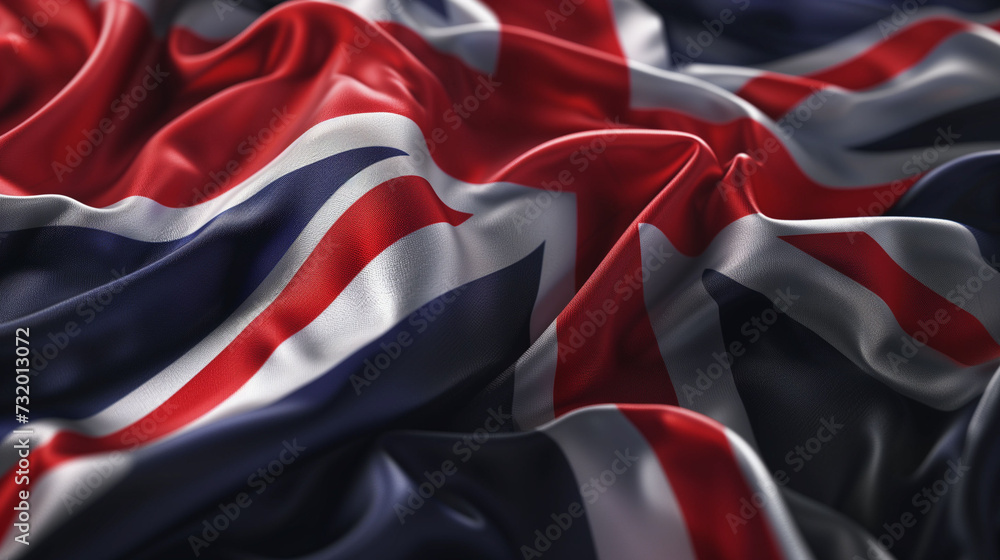 United Kingdoms Flag for olympic games, elegant wavy flowing silk