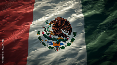 Mexico Flag for olympic games, elegant wavy flowing silk fabric texture depicting luxury and fluidity.
