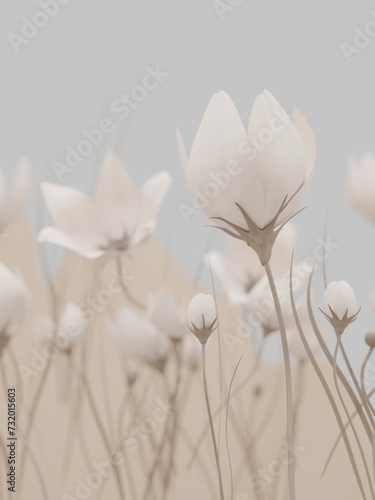 Weiße Blumen im Feld, Hochformat