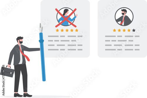 Redundant job, layoff staff or reduce head count, fired employee or worker, losing job from economic recession, dismiss or picking redundant staff concept, businessman HR choose redundancy employee.

