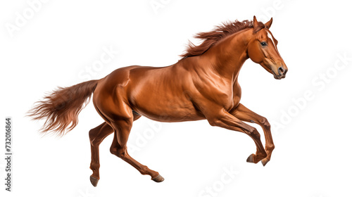 3D rendering of a bay horse trotting Isolated on transparent background.