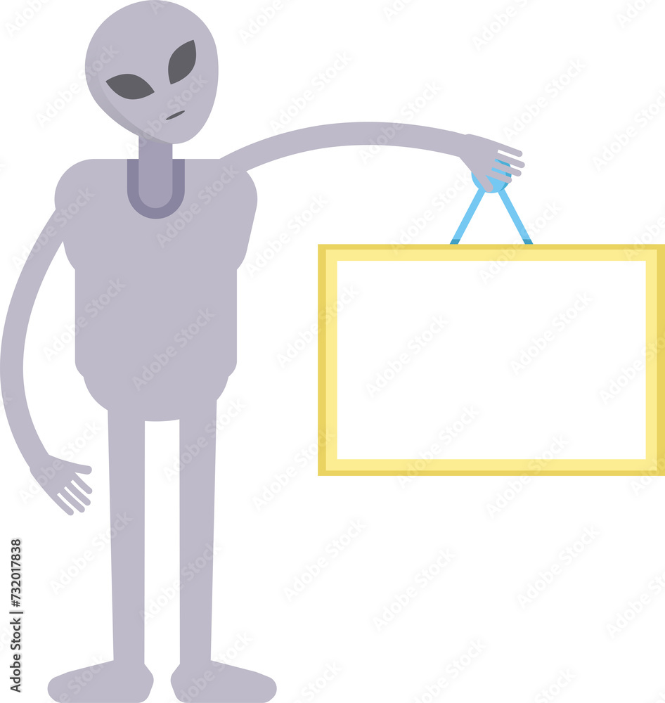 Alien Character Holding Blank Signage
Alien Character Holding Blank Signage