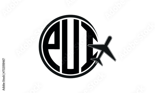 PUI three initial letter circle tour & travel agency logo design vector template. hajj Umrah agency, abstract, wordmark, business, monogram, minimalist, brand, company, flat, tourism agency, tourist