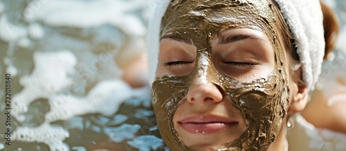 A happy woman wearing a mud mask on her face, sculpting a temporary art piece. Her smile reveals the fun of embracing travel and history while reducing wrinkles.
