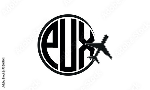 PUX three initial letter circle tour & travel agency logo design vector template. hajj Umrah agency, abstract, wordmark, business, monogram, minimalist, brand, company, flat, tourism agency, tourist