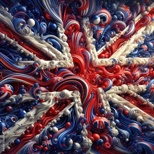 United Kingdom flag in abstract 3d digital art form  generative AI