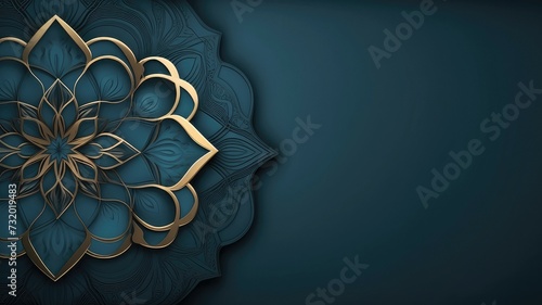 Luxury ramadan background with blueish arabesque pattern arabic islamic east style. photo