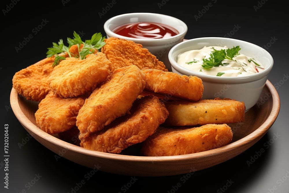 fast food menu, set of Chicken Nuggets With Dipping Sauce Isolated on white Background fast food menu, set of Chicken Nuggets With Dipping Sauce Isolated on white Background
