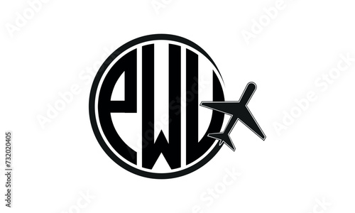 PWU three initial letter circle tour & travel agency logo design vector template. hajj Umrah agency, abstract, wordmark, business, monogram, minimalist, brand, company, flat, tourism agency, tourist
