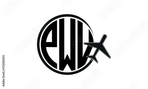 PWV three initial letter circle tour & travel agency logo design vector template. hajj Umrah agency, abstract, wordmark, business, monogram, minimalist, brand, company, flat, tourism agency, tourist