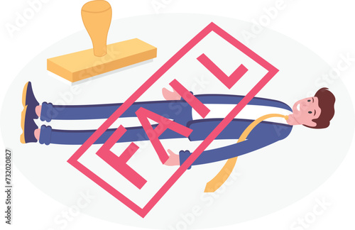 Businessman was stamped fail on body, vector illustration cartoon

