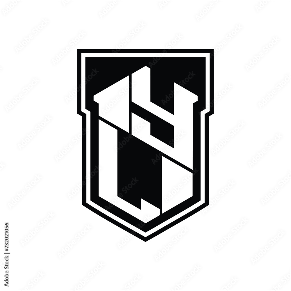 YL Logo monogram hexagon geometric up and down inside shield isolated style design template YL Logo monogram hexagon geometric up and down inside shield isolated style design template