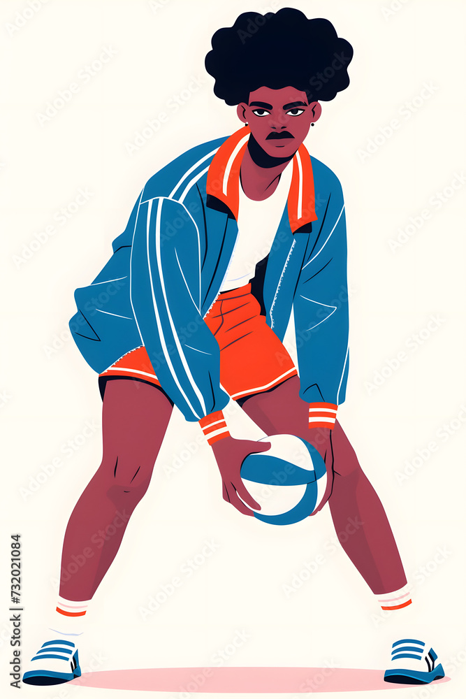 Summer activity Illustration, playing volleyball