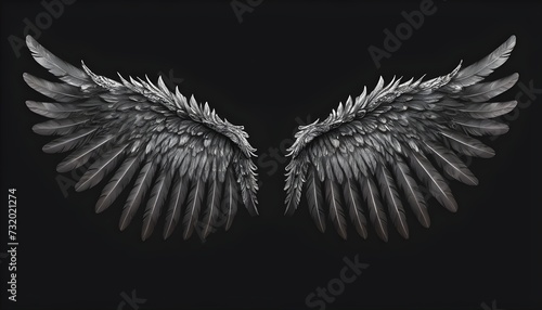 angel wings isolated on black background