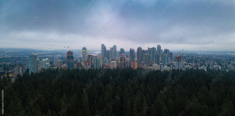 Fototapeta premium City Buildings in Metrotown, Burnaby, Vancouver, BC, Canada.