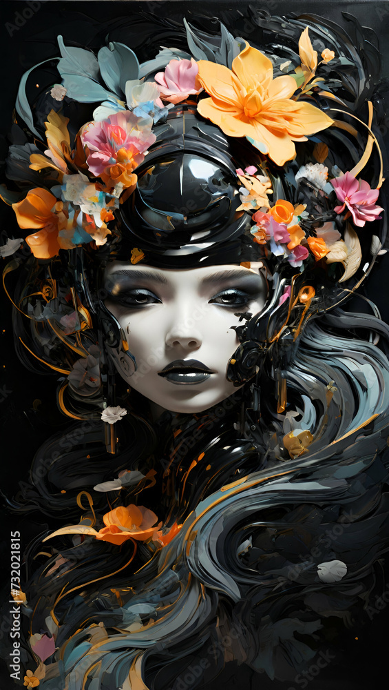 Portrait of a woman surrounded by flowers. Fantasy style. Portrait of a woman surrounded by flowers. Fantasy style.