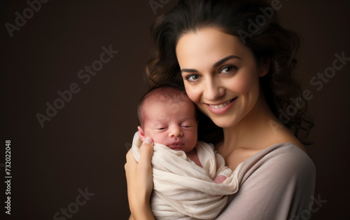Image of young woman holding baby on her lap