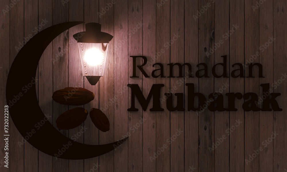 ramadan mubarak landscape wooden wall with lamp light desktop background