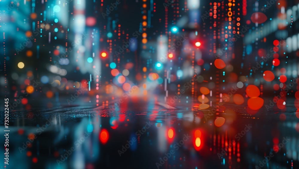 city street lot lights interconnections patterns cyborg data center cute digital rain gentle