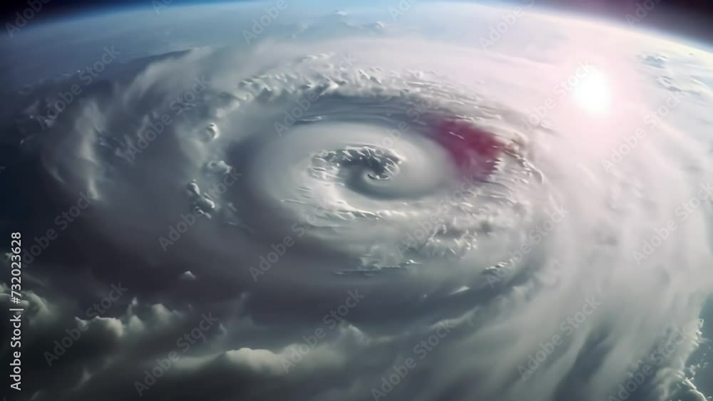 a view from space of the spiral of the forming hurricane. Generative AI a view from space of the spiral of the forming hurricane. Generative AI