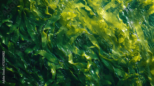 Wakame algae background, sea ​​algae backdrop photo