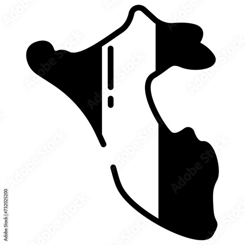 Peru Map glyph and line vector illustration