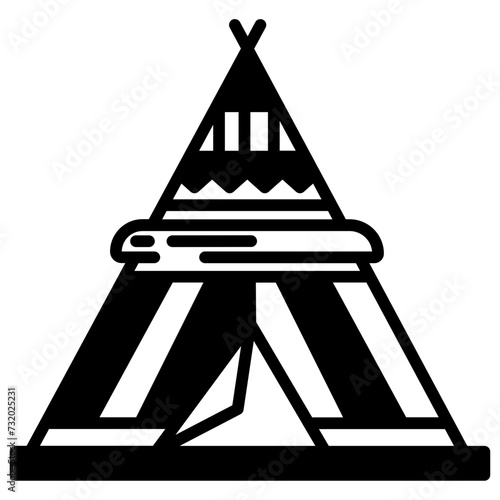 Wigwam glyph and line vector illustration