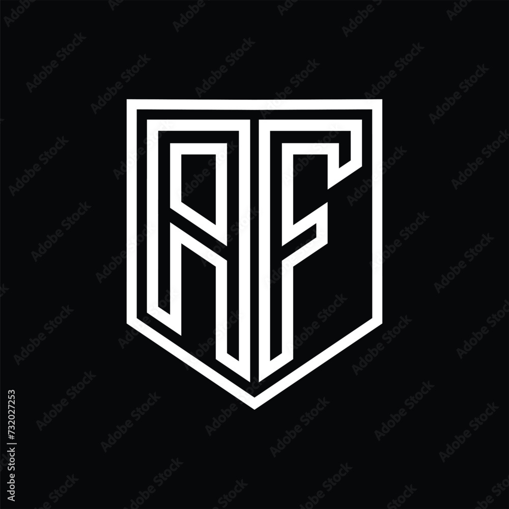 AF Letter Logo monogram shield geometric line inside shield isolated style design AF Letter Logo monogram shield geometric line inside shield isolated style design