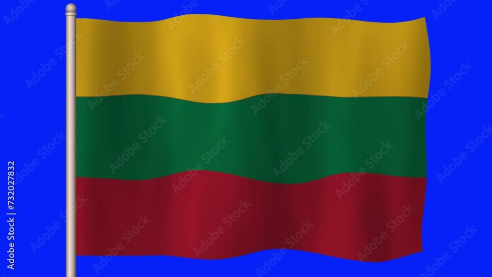 National Flag of Lithuania Over Chroma Key National Flag of Lithuania Over Chroma Key