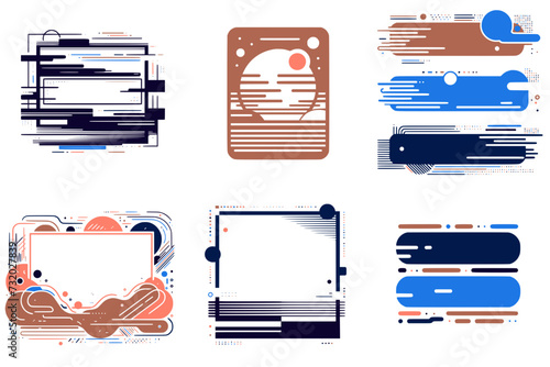 Customizable Stickers with Empty Space for Text Messages, Vectors Set